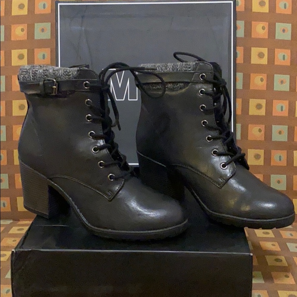 MIA Black Lace-Up Ankle Boots